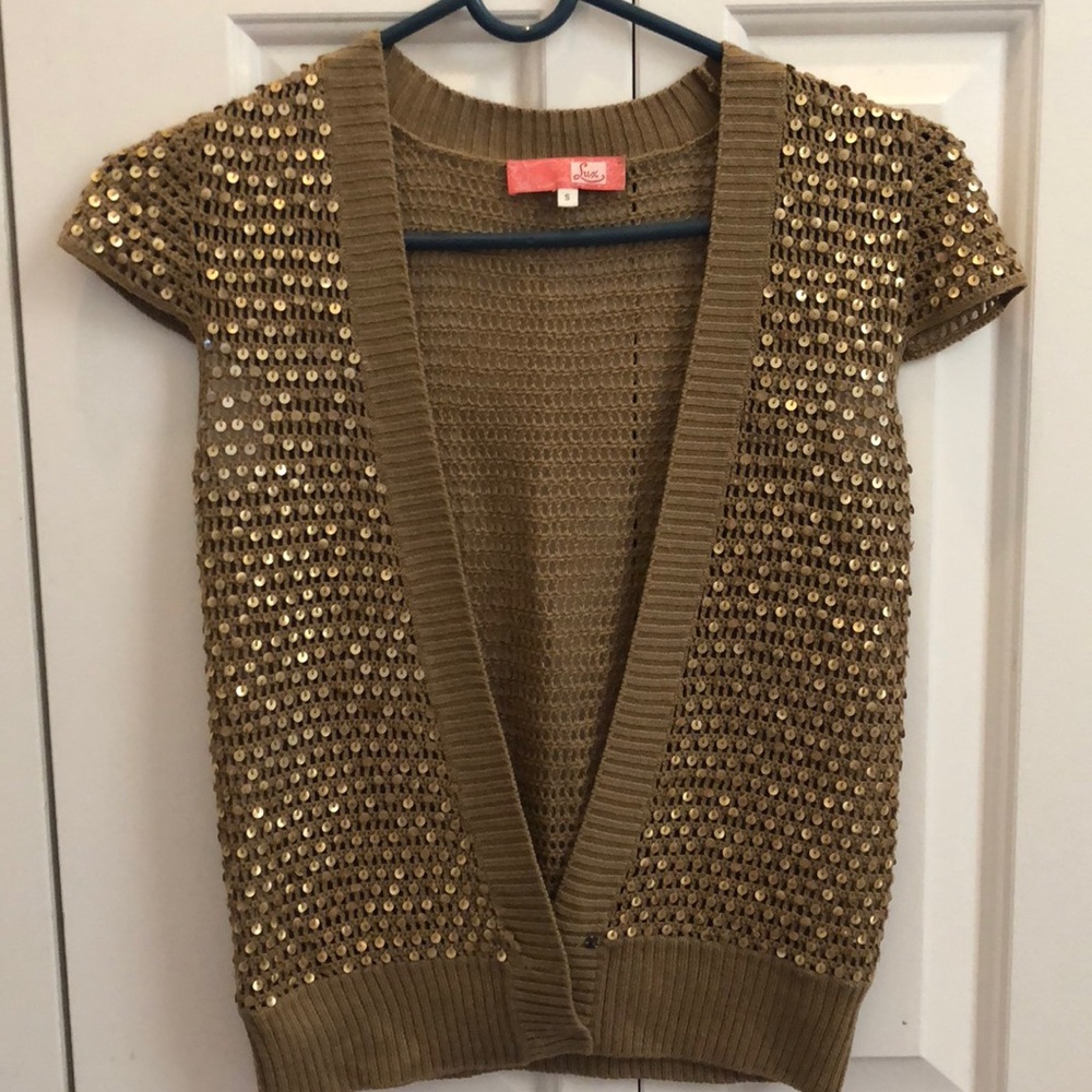 Lux gold sequin cardi